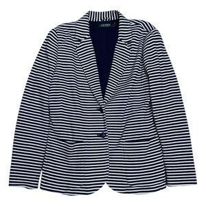LAUREN RALPH LAUREN Striped Business Casual Blazer Designer Jacket Womens XL